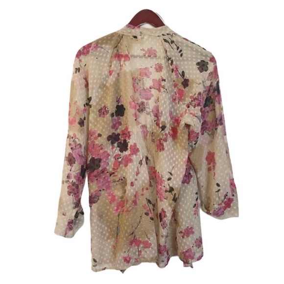Daniel Rainn Cream Floral Ruffle Dot Long Sleeve Top - Picture 6 of 14